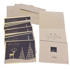Christmas Greeting Cards Deer Snowflake Trees Foil Glitter Lot 14 Cards 16 Envs